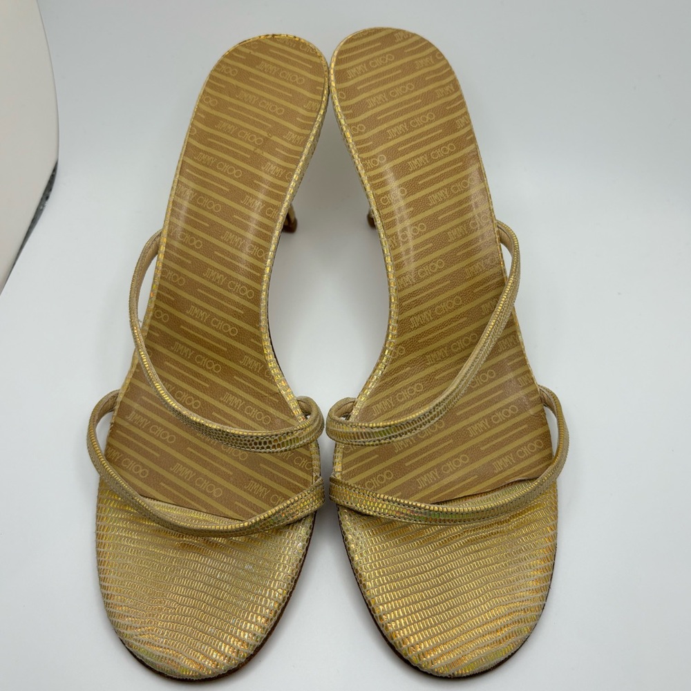 Jimmy Choo Gold Strappy Heels - Picture 4 of 16